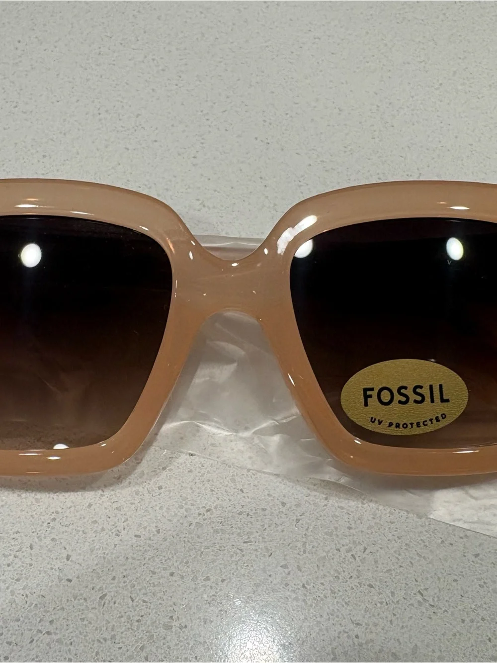 Fossil Women's Beige Oversized Square Sunglasses